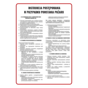 Znak Instrukcja postępowania w przypadku powstania pożaru, DB003, 250x350 biały