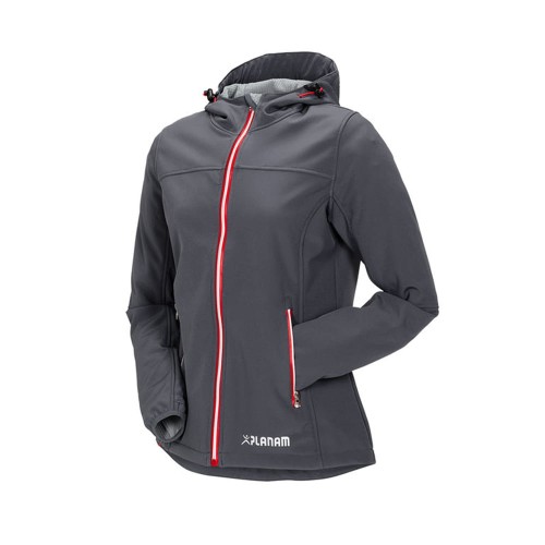 Kurtka softshell PLANAM UNIT DAMEN (3736) damska szaro czerwona