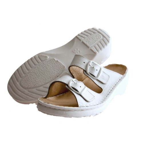 Damskie buty klapki MR ART. 202 - skóra lico - białe